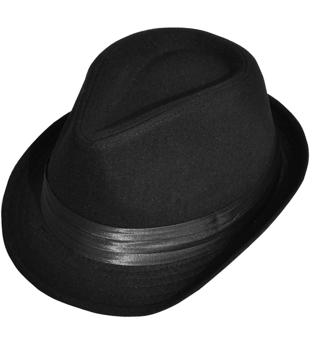 Fedoras Womens Mens Fedora Hat Classic Manhattan Gangster Trilby Cap - 3076_black - CQ18L0UT8U7 $16.06