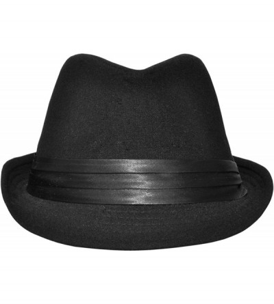Fedoras Womens Mens Fedora Hat Classic Manhattan Gangster Trilby Cap - 3076_black - CQ18L0UT8U7 $16.06