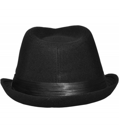 Fedoras Womens Mens Fedora Hat Classic Manhattan Gangster Trilby Cap - 3076_black - CQ18L0UT8U7 $16.06