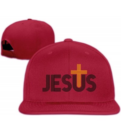 Baseball Caps Jesus Christian Cross Snapback Hats Adjustable Solid Flat Bill Baseball Caps Womens - Dark Red - CS196XQRGOU $3...