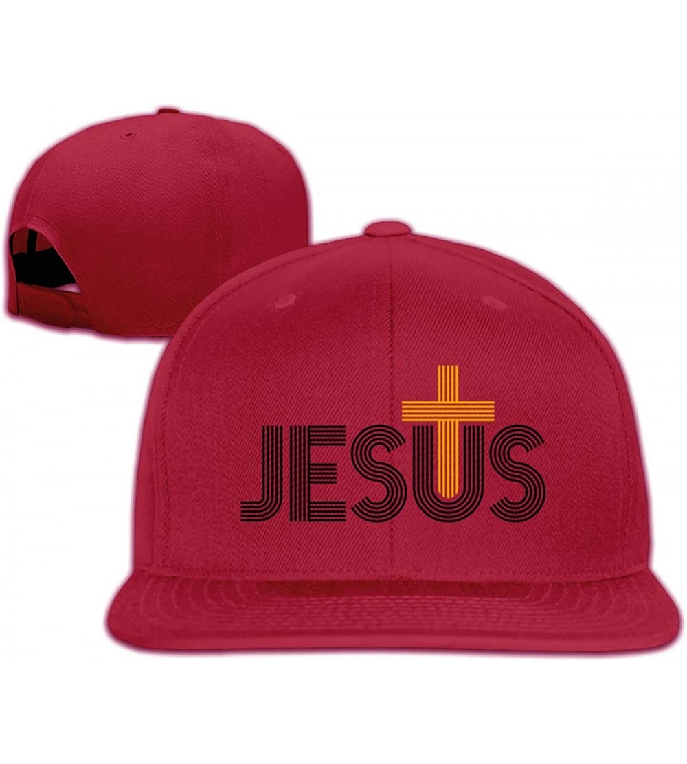 Baseball Caps Jesus Christian Cross Snapback Hats Adjustable Solid Flat Bill Baseball Caps Womens - Dark Red - CS196XQRGOU $1...