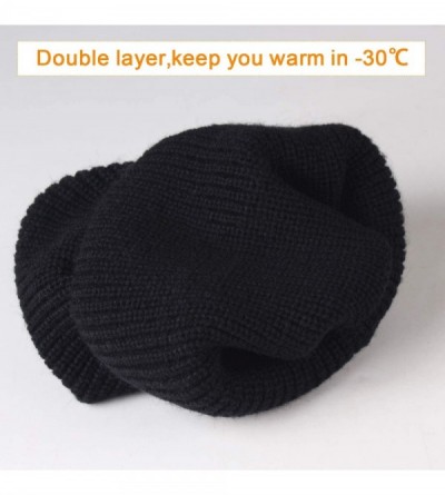 Skullies & Beanies Cuffed Beanie Skull Knit Hat Soft Warm Winter Hat Knit Men Women Plain Cuff Ski Skull Cap - Black - C018UT...