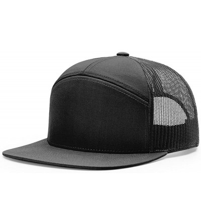 Baseball Caps 7 Panel Trucker Blank Baseball Cap OSFA HAT - Black - C71873LTQAG $21.42