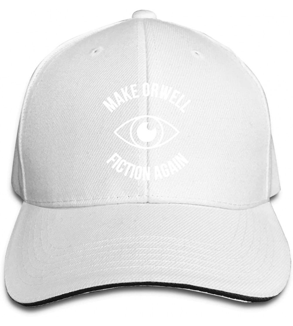 Baseball Caps Make Orwell Fiction Again Trucker Hat Baseball Cap Adjustable Sandwich Hat - White2 - C618YOMKMIM $14.16