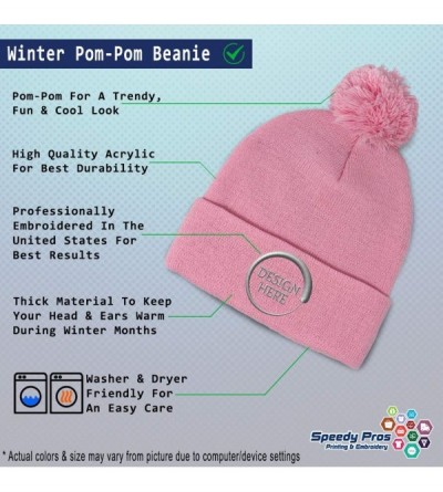 Skullies & Beanies Custom Pom Pom Beanie Paramedic Pink EMT Embroidery Acrylic - Soft Pink - CM18A0DA3R3 $12.05