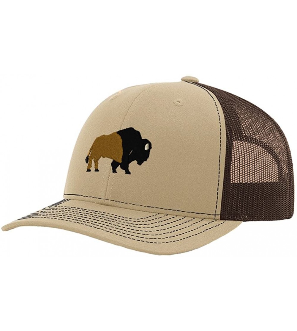 Baseball Caps Wildlife Buffalo Embroidery Design Richardson Structured Front Mesh Back Cap Khaki/Coffee - CX1879DI036 $21.45