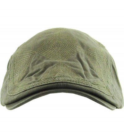 Newsboy Caps Classic Solid Cotton Denim Newsboy Ivy Gatsby Cabbie Ascot Hat Cap Adjustable - (223) Olive - CT18WKKZT5G $11.50