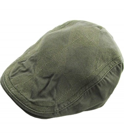 Newsboy Caps Classic Solid Cotton Denim Newsboy Ivy Gatsby Cabbie Ascot Hat Cap Adjustable - (223) Olive - CT18WKKZT5G $11.50