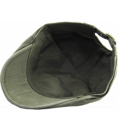 Newsboy Caps Classic Solid Cotton Denim Newsboy Ivy Gatsby Cabbie Ascot Hat Cap Adjustable - (223) Olive - CT18WKKZT5G $11.50