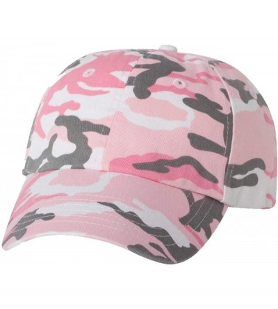 Baseball Caps Bio-Washed Unstructured Cotton Adjustable Low Profile Strapback Cap - Pink Camo - CH12F50MILF $23.33