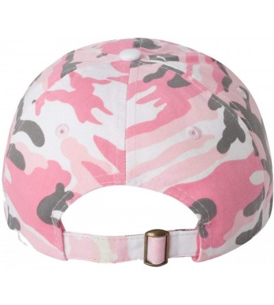 Baseball Caps Bio-Washed Unstructured Cotton Adjustable Low Profile Strapback Cap - Pink Camo - CH12F50MILF $9.15
