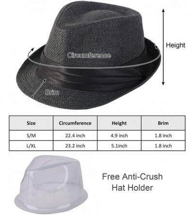 Visors Beach Straw Fedora Hat w/Solid Hat Band for Men & Women - Black - C717XE6WQCH $13.60