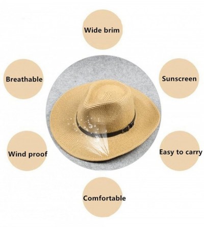 Sun Hats Western Foldable Straw Cowboy Hat Wide Brim Sun Hat Panama Hat UPF 50+ - Milk White - C118EWIZONL $20.91