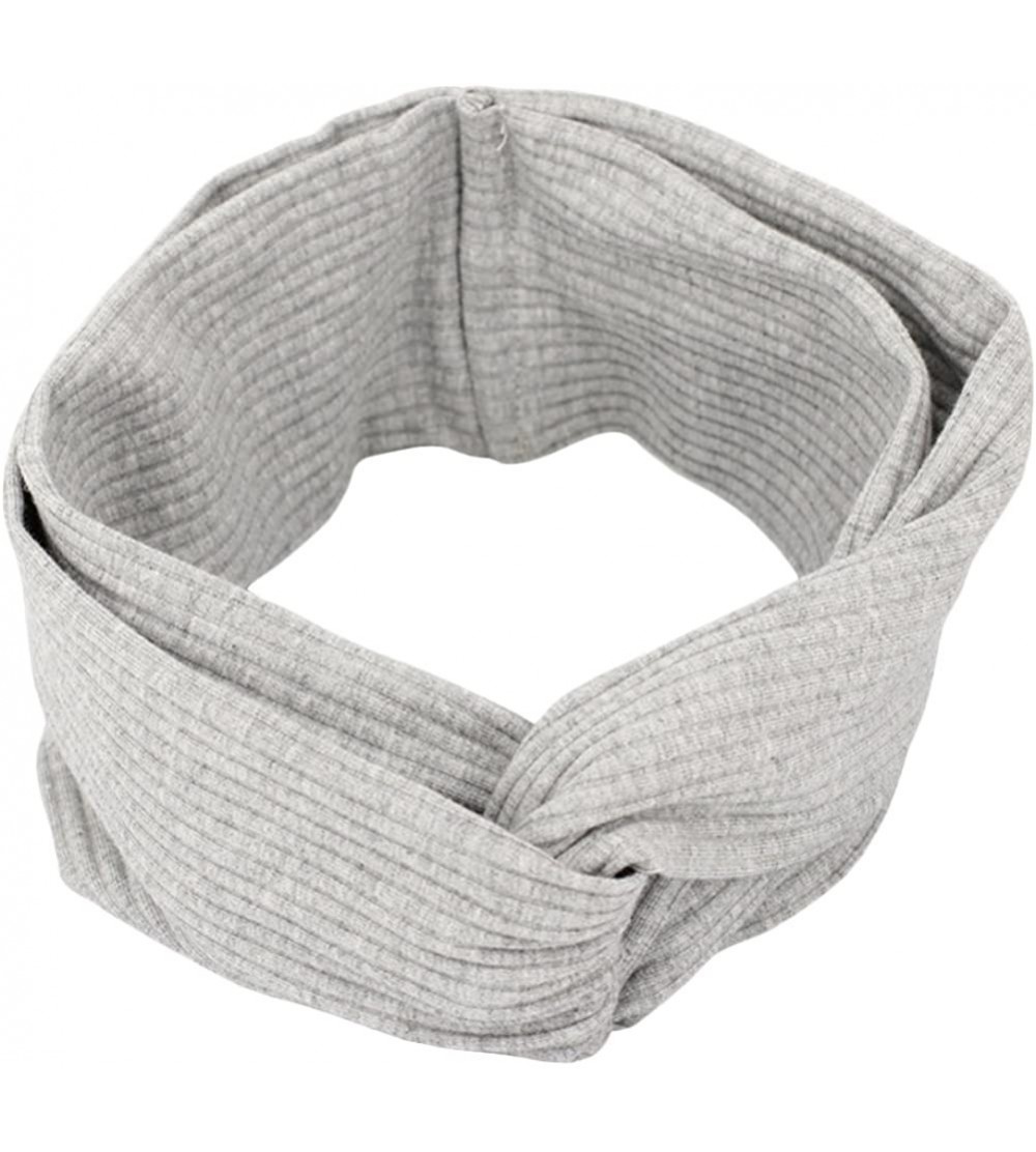 Headbands Women's Stretch Twisted Sports Headband Fashion Wide Head Wrap Hair Band - Light Grey - CF1802GK5L9 $10.93