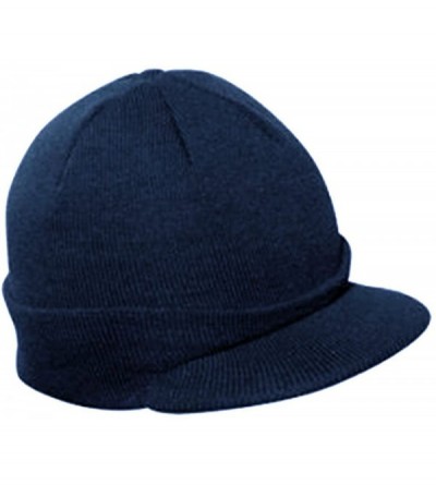 Skullies & Beanies Sports Visor Billed Knit Radar Cuff Beanie - Navy - CX188CUG09Q $11.94