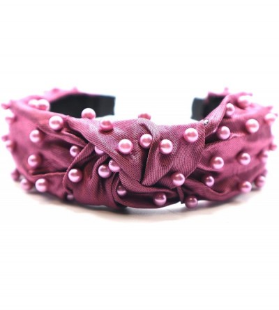 Headbands New York- Women's Fashion- Trendy Knotted Pearl Structured Headband - Plum/Mauve Pearl - CA18XAWL9XM $26.97