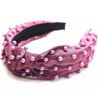 Headbands New York- Women's Fashion- Trendy Knotted Pearl Structured Headband - Plum/Mauve Pearl - CA18XAWL9XM $26.97