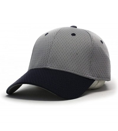 Baseball Caps Plain Pro Cool Mesh Low Profile Adjustable Baseball Cap - Navy/Gray - CH1802DDORK $10.06