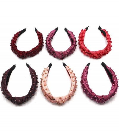 Headbands New York- Women's Fashion- Trendy Knotted Pearl Structured Headband - Plum/Mauve Pearl - CA18XAWL9XM $49.15