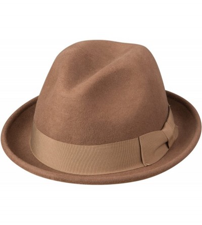 Fedoras Mens Conversation Piece Pinch Front Felt Fedora - Pecan - CA12MZ9HFEJ $39.24