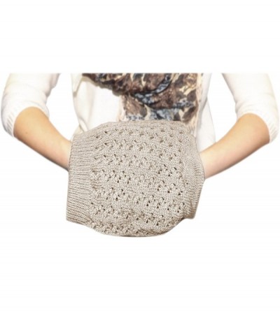 Skullies & Beanies Womens Knit Thick Warm Slouch Beanie Ski Hat Cap - Beige - CW11QLMN8MP $12.18