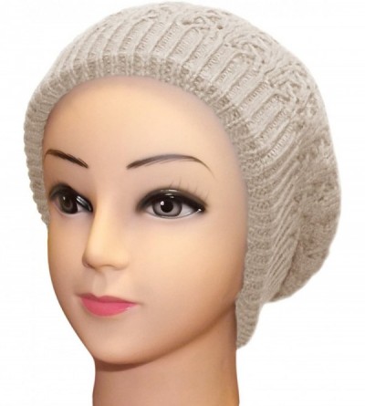 Skullies & Beanies Womens Knit Thick Warm Slouch Beanie Ski Hat Cap - Beige - CW11QLMN8MP $12.18