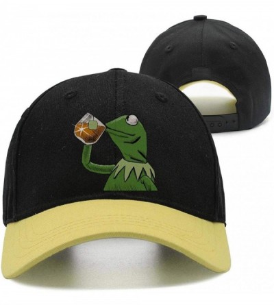 Baseball Caps The Frog "Sipping Tea" Adjustable Strapback Cap - 1000funny-green-frog-sipping-tea-28 - CJ18ICMT2XS $31.55