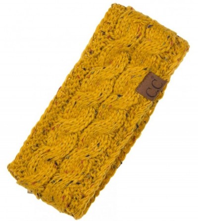 Cold Weather Headbands Womens Confetti Sherpa Lined Winter Cable Knit Headband Headwrap - Mustard - CW18RX0SSN0 $11.12