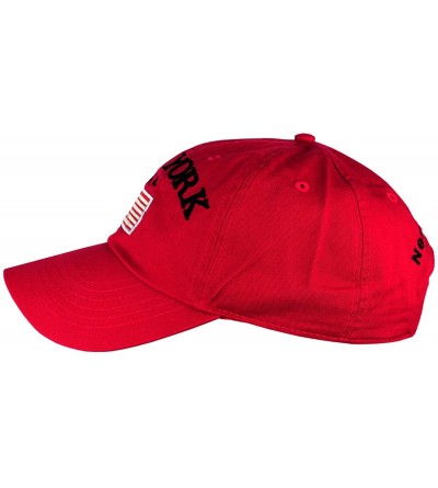Baseball Caps New York USA Flag Embroidered Adjustable Low Profile Cap - Red - CK184W8Y40A $11.64