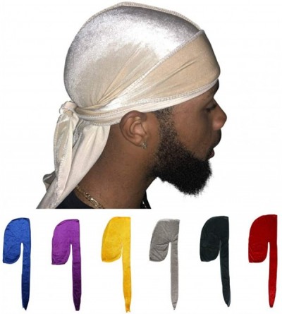 Baseball Caps Velvet Durag 360 Waves Extra Long Straps for Men - Champagne - CR192452OZW $15.89