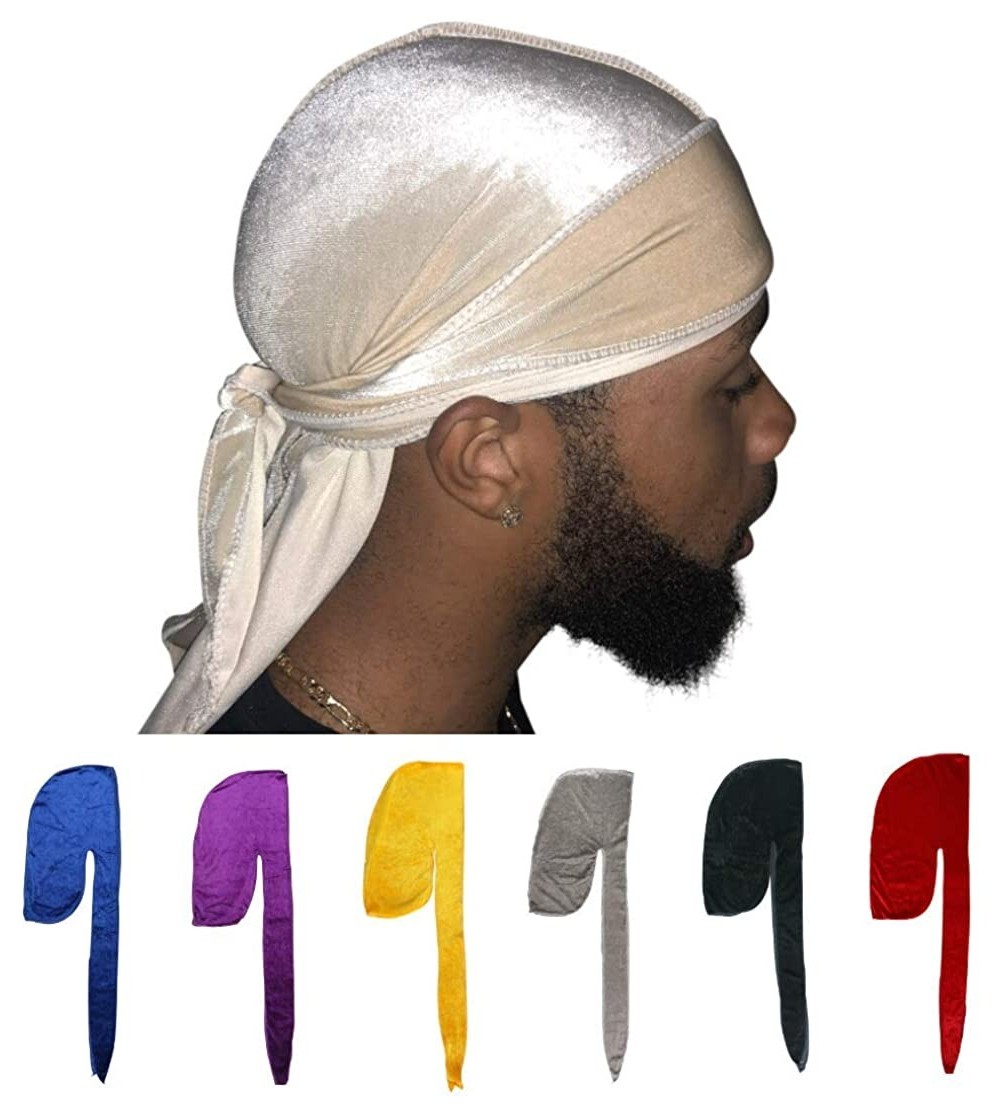 Baseball Caps Velvet Durag 360 Waves Extra Long Straps for Men - Champagne - CR192452OZW $15.89