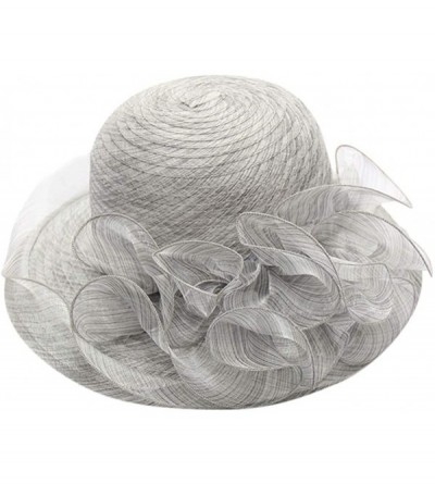 Sun Hats Women's Organza Church Kentucky Derby Fascinator Bridal Tea Party Wedding Hat - Light Gray - CW18SWKCKXE $14.43