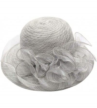 Sun Hats Women's Organza Church Kentucky Derby Fascinator Bridal Tea Party Wedding Hat - Light Gray - CW18SWKCKXE $14.43