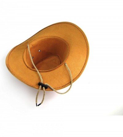 Cowboy Hats Men's Boys Western Cowboy Faux Felt Outback Hat with Drawstring for Party Fancy Dress - Yellow - CQ18D9GWYA6 $9.40