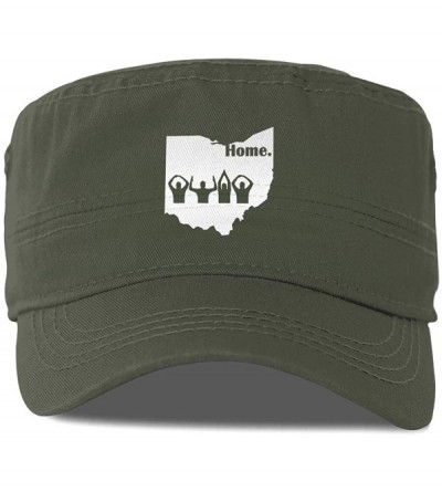 Baseball Caps Ohio Home State Cotton Newsboy Military Flat Top Cap- Unisex Adjustable Army Washed Cadet Cap - Moss Green - CU...