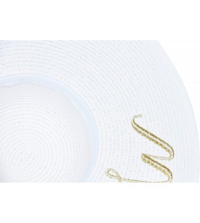Sun Hats Womens Embroidered Straw Sun Hat Bridal Shower Gift Bachelorette Honeymoon - Wifey - CQ18O74L39Q $20.09