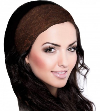 Headbands Stunning Stretch Wide Floral Lace Headbands in Many Beautiful Colors Handmade - Perfect Brown - CZ12NSVHCAE $8.12