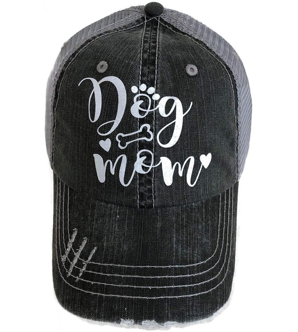 Baseball Caps White Glitter Dog/Cat Mom Grey Trucker Baseball Cap Pet - Dog Mom - C412KWG3YW9 $21.80