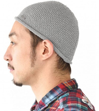 Skullies & Beanies Mens Skull Cap Knit - Kufi Hat Japanese Fashion All Season Muslim Prayer Hat - Gray - CA12CMELHHN $14.14