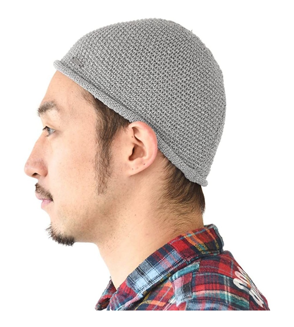 Skullies & Beanies Mens Skull Cap Knit - Kufi Hat Japanese Fashion All Season Muslim Prayer Hat - Gray - CA12CMELHHN $14.14
