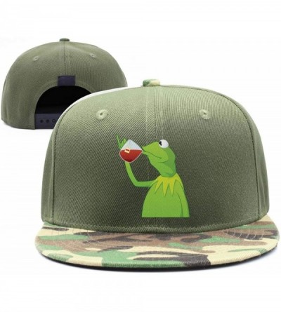 Baseball Caps Kermit The Frog"Sipping Tea" Adjustable Red Strapback Cap - Afunny-green-frog-sipping-tea-4 - CU18ICOOCT9 $30.79