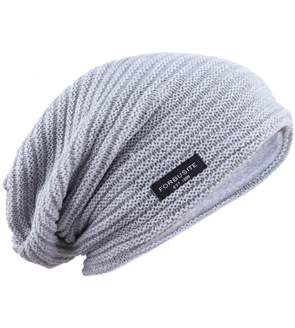 Skullies & Beanies Men Slouch Beanie Knit Long Oversized Skull Cap for Winter Summer N010 - B307-light Grey - CJ18YCXOZX9 $11.41