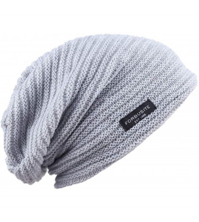 Skullies & Beanies Men Slouch Beanie Knit Long Oversized Skull Cap for Winter Summer N010 - B307-light Grey - CJ18YCXOZX9 $11.41