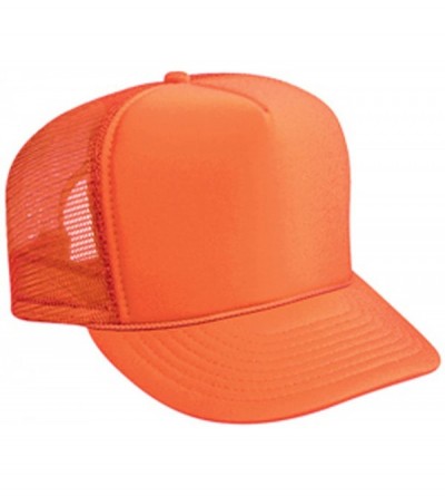 Baseball Caps Polyester Foam Front Solid Color Five Panel High Crown Golf Style Mesh Back Cap - Orange - CF11TOP0GCL $24.48