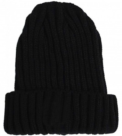 Skullies & Beanies Fleece Lined Beanie Hat Mens Winter Solid Color Warm Knit Ski Skull Cap Black - CX197NM36SS $32.94