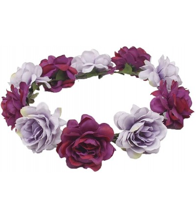 Headbands Flower Crown Floral Hair Wreath Wedding Headband Festival Garland - Bluepurple - CZ18NZS7DHY $13.17