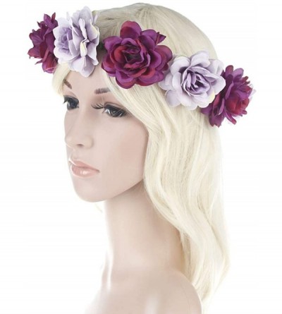 Headbands Flower Crown Floral Hair Wreath Wedding Headband Festival Garland - Bluepurple - CZ18NZS7DHY $13.17