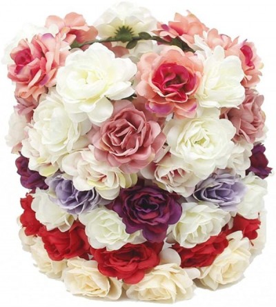 Headbands Flower Crown Floral Hair Wreath Wedding Headband Festival Garland - Bluepurple - CZ18NZS7DHY $13.17