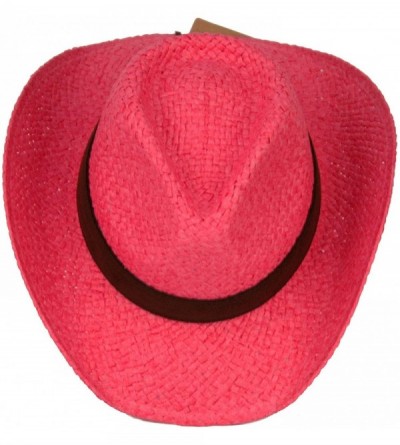 Cowboy Hats Men's & Women's Western Style Cowboy/Cowgirl Straw Hat - Cow1807hot Pink - C418QN045A0 $10.26