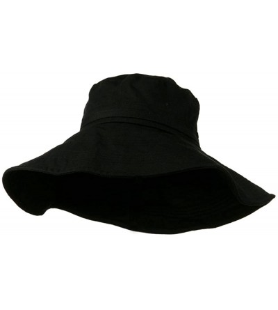 Bucket Hats Big Size Ladies Linen Wide Brim Hat - Black - CJ18DZUC6C5 $33.36